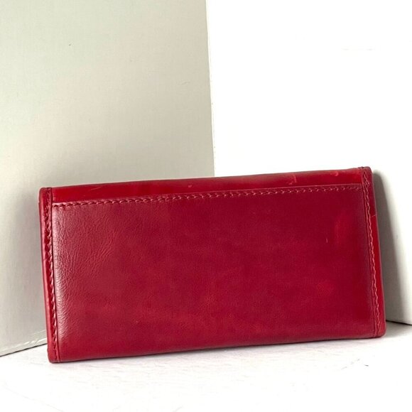Frye Melissa Slim Bifold Wallet Red Leather Snap - Picture 2 of 8